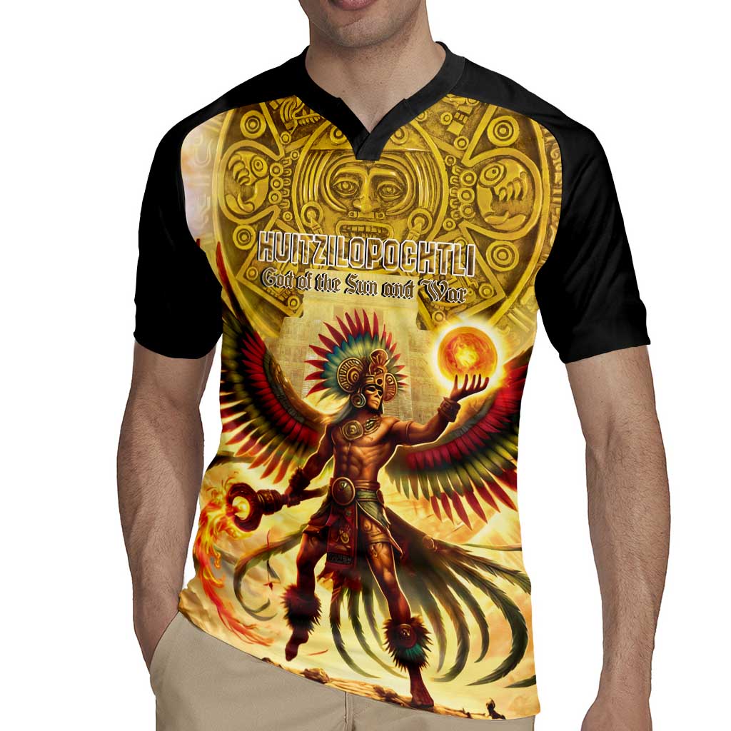 Mexico Panquetzaliztli Rugby Jersey Huitzilopochtli - Aztec God of Sun and War - Wonder Print Shop