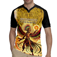 Mexico Panquetzaliztli Rugby Jersey Huitzilopochtli - Aztec God of Sun and War - Wonder Print Shop