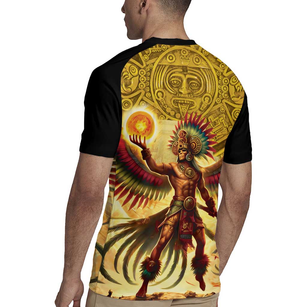 Mexico Panquetzaliztli Rugby Jersey Huitzilopochtli - Aztec God of Sun and War - Wonder Print Shop