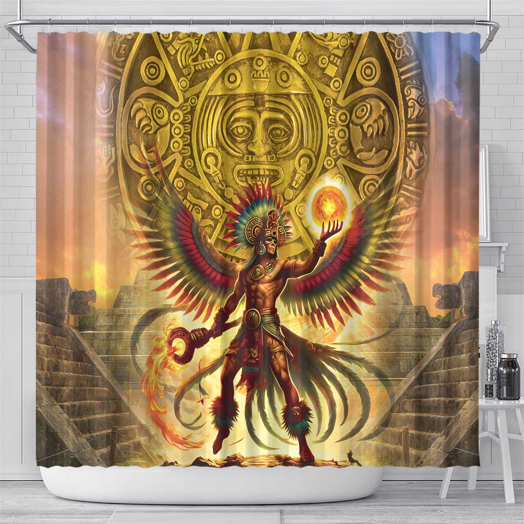 Mexico Panquetzaliztli Shower Curtain Huitzilopochtli - Aztec God of Sun and War