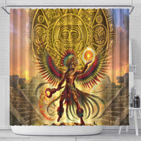 Mexico Panquetzaliztli Shower Curtain Huitzilopochtli - Aztec God of Sun and War