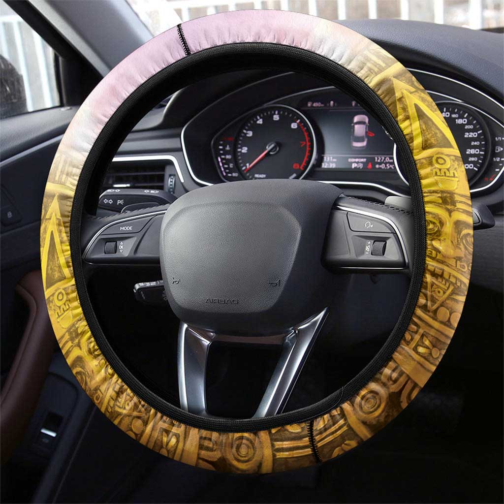 Mexico Panquetzaliztli Steering Wheel Cover Huitzilopochtli - Aztec God of Sun and War - Wonder Print Shop
