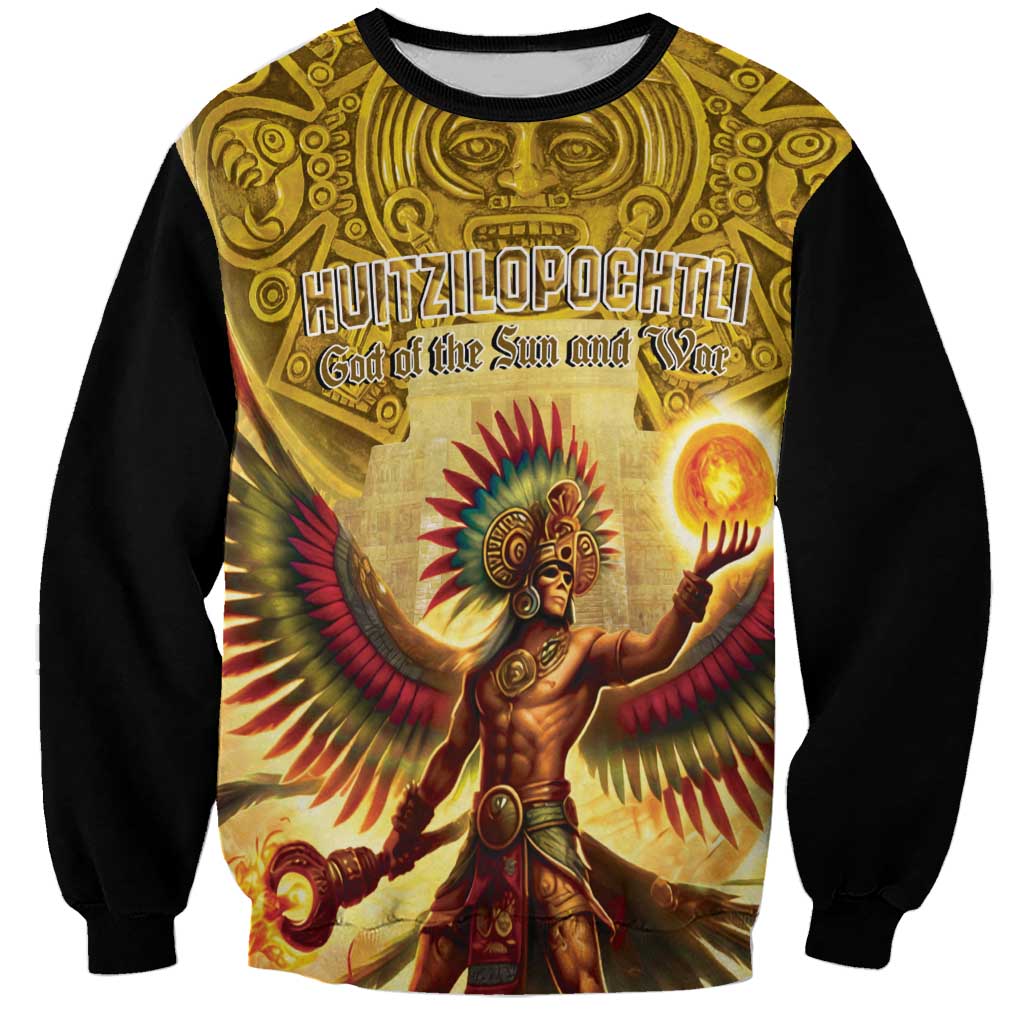 Mexico Panquetzaliztli Sweatshirt Huitzilopochtli - Aztec God of Sun and War - Wonder Print Shop