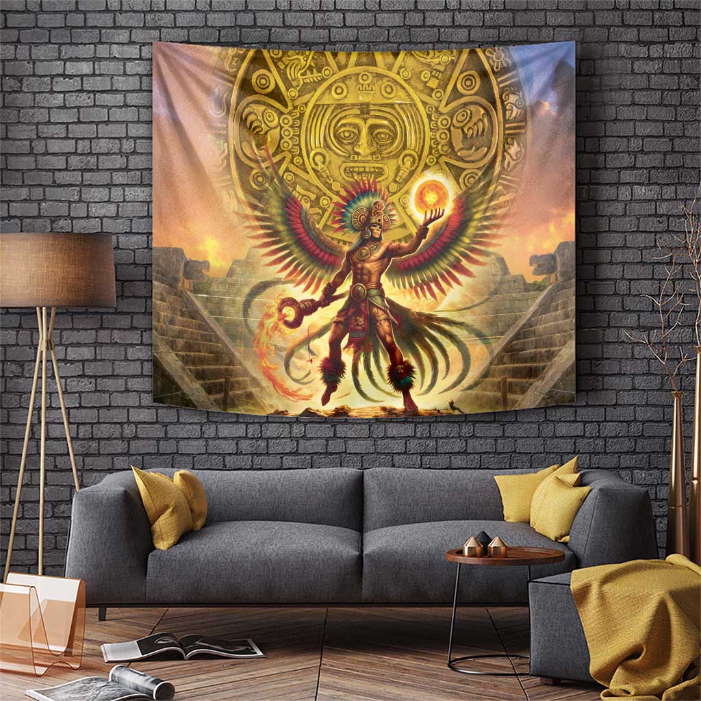 Mexico Panquetzaliztli Tapestry Huitzilopochtli - Aztec God of Sun and War - Wonder Print Shop