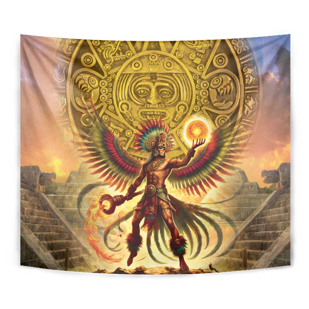 Mexico Panquetzaliztli Tapestry Huitzilopochtli - Aztec God of Sun and War - Wonder Print Shop