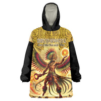 Mexico Panquetzaliztli Wearable Blanket Hoodie Huitzilopochtli - Aztec God of Sun and War - Wonder Print Shop