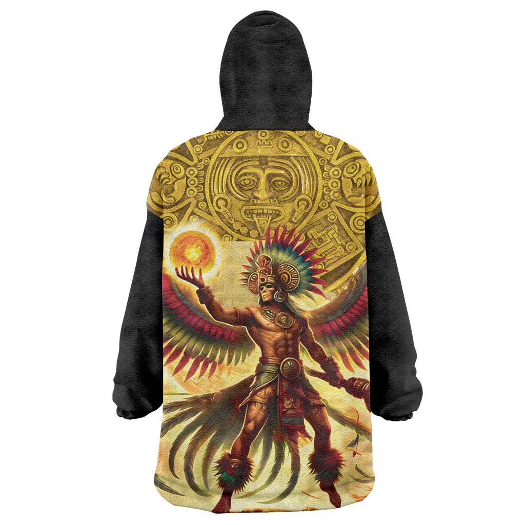 Mexico Panquetzaliztli Wearable Blanket Hoodie Huitzilopochtli - Aztec God of Sun and War - Wonder Print Shop