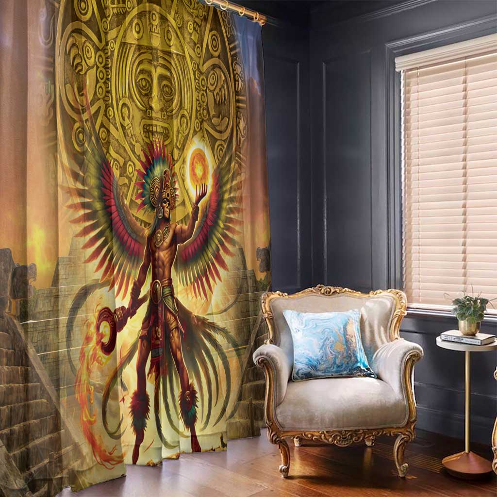 Mexico Panquetzaliztli Window Curtain Huitzilopochtli - Aztec God of Sun and War - Wonder Print Shop