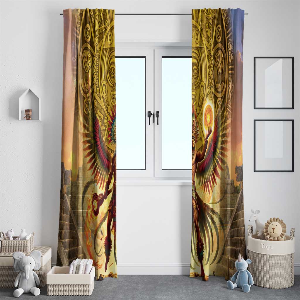 Mexico Panquetzaliztli Window Curtain Huitzilopochtli - Aztec God of Sun and War - Wonder Print Shop