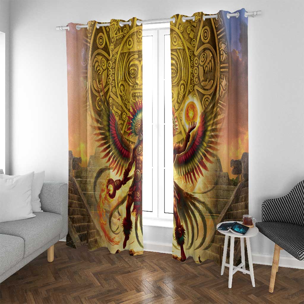 Mexico Panquetzaliztli Window Curtain Huitzilopochtli - Aztec God of Sun and War - Wonder Print Shop