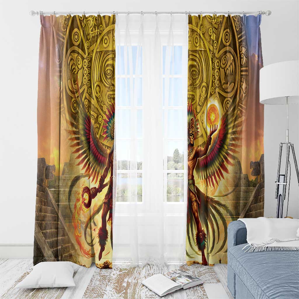 Mexico Panquetzaliztli Window Curtain Huitzilopochtli - Aztec God of Sun and War - Wonder Print Shop