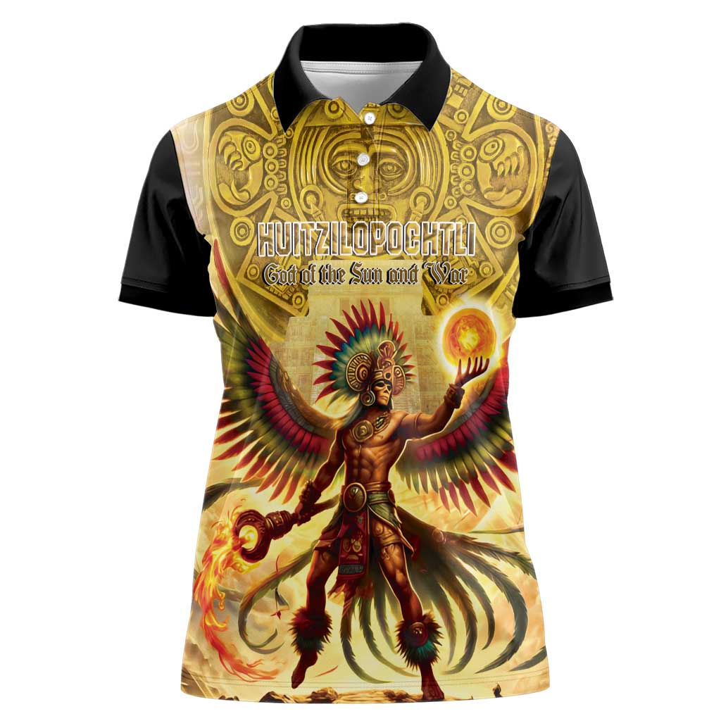 Mexico Panquetzaliztli Women Polo Shirt Huitzilopochtli - Aztec God of Sun and War - Wonder Print Shop