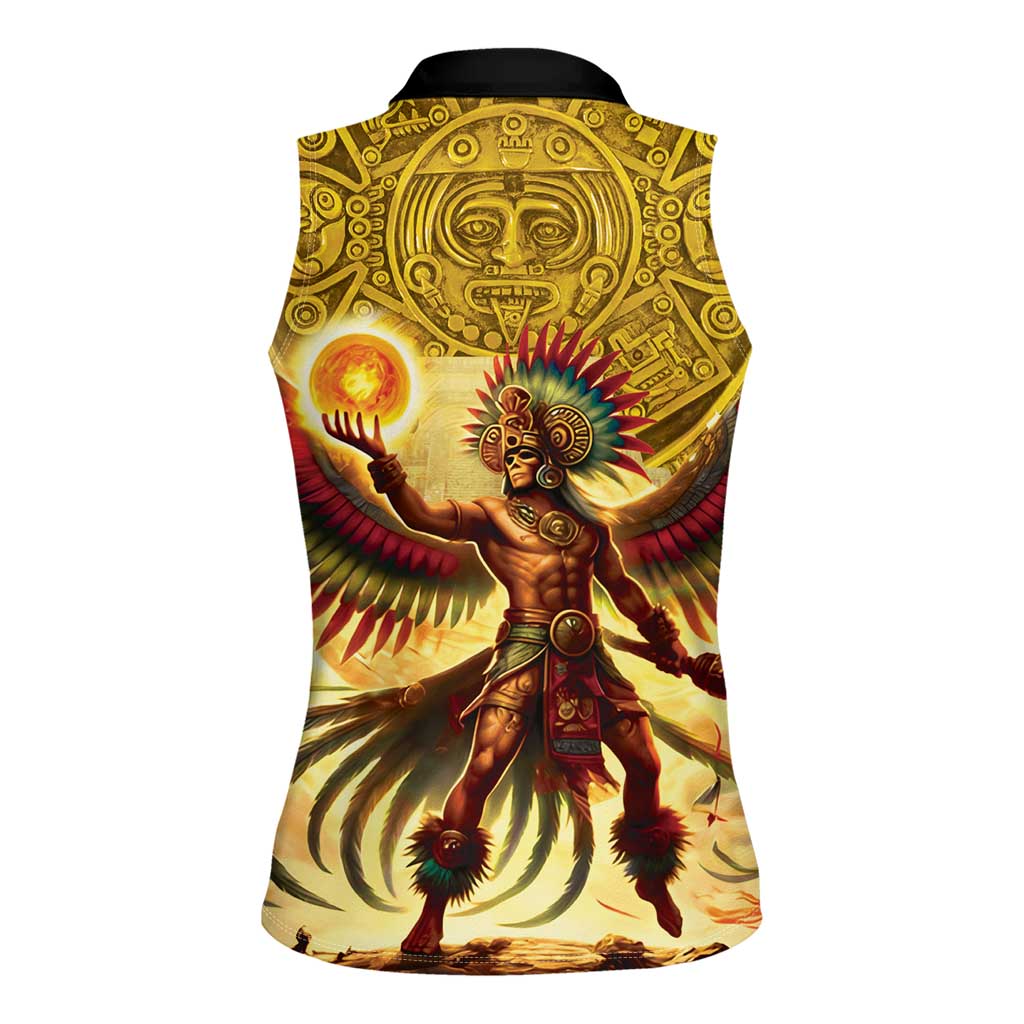 Mexico Panquetzaliztli Women Sleeveless Polo Shirt Huitzilopochtli - Aztec God of Sun and War - Wonder Print Shop