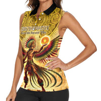 Mexico Panquetzaliztli Women Sleeveless Polo Shirt Huitzilopochtli - Aztec God of Sun and War - Wonder Print Shop