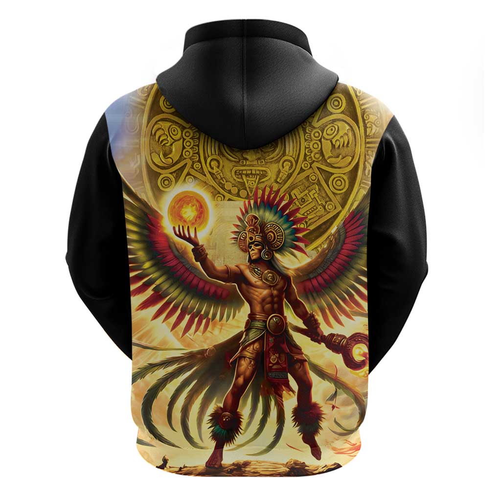 Mexico Panquetzaliztli Zip Hoodie Huitzilopochtli - Aztec God of Sun and War - Wonder Print Shop
