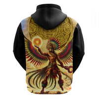 Mexico Panquetzaliztli Zip Hoodie Huitzilopochtli - Aztec God of Sun and War - Wonder Print Shop