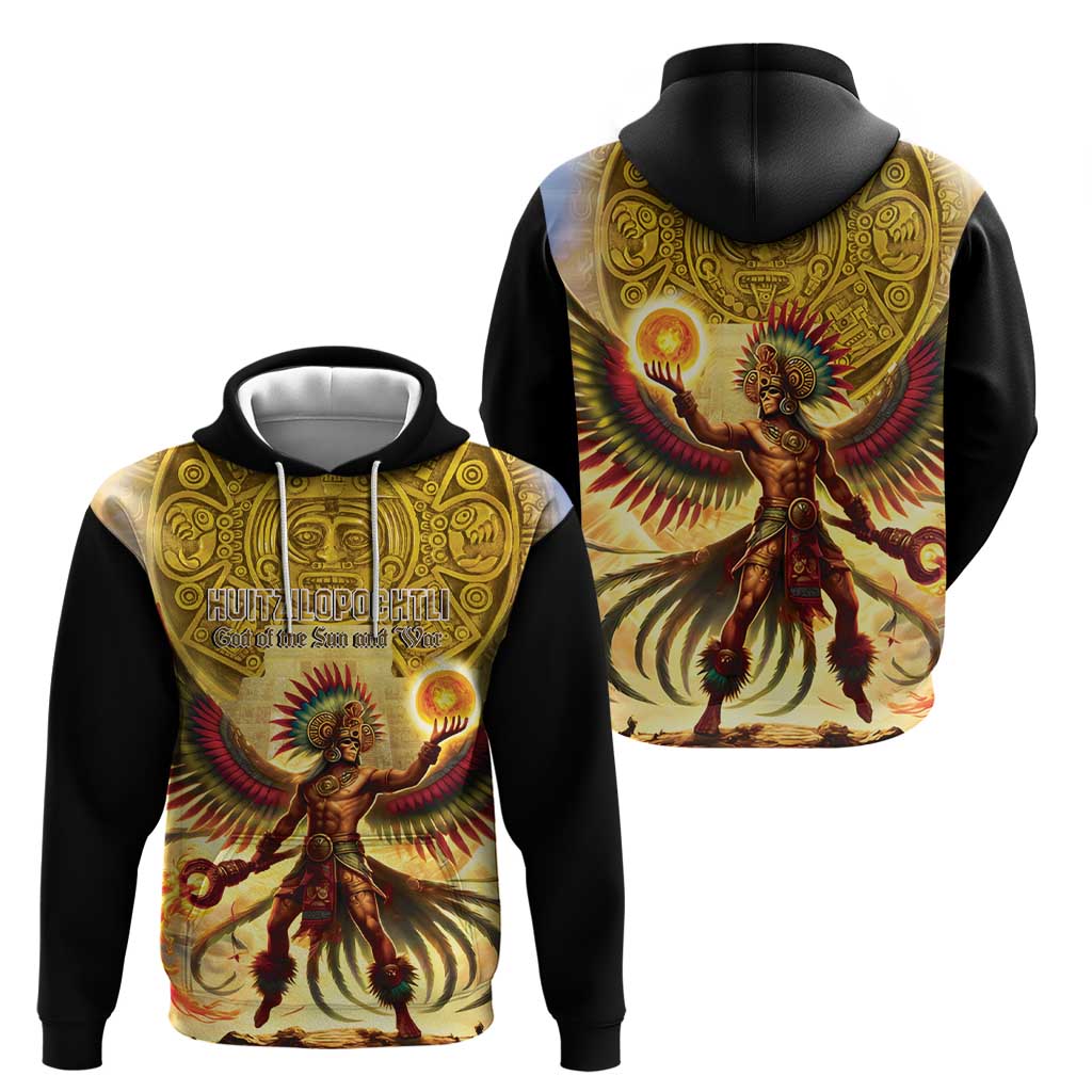 Mexico Panquetzaliztli Zip Hoodie Huitzilopochtli - Aztec God of Sun and War - Wonder Print Shop