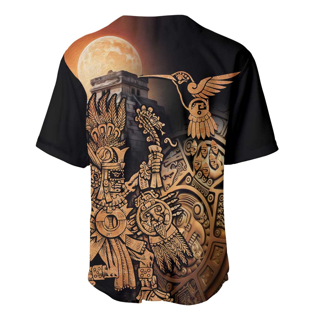 Mexico Warrior Baseball Jersey Huitzilopochtli With Aztec Hummingbird - Wonder Print Shop