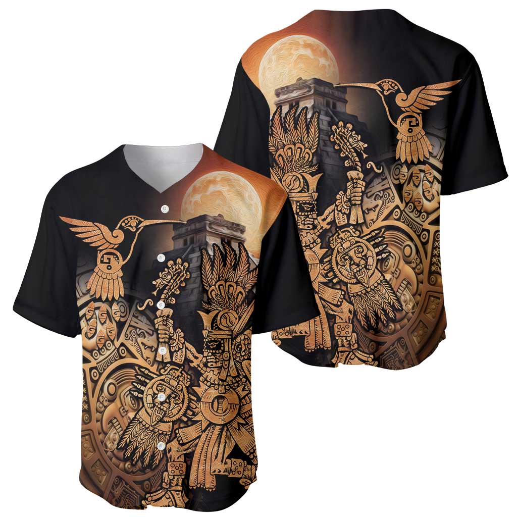 Mexico Warrior Baseball Jersey Huitzilopochtli With Aztec Hummingbird - Wonder Print Shop