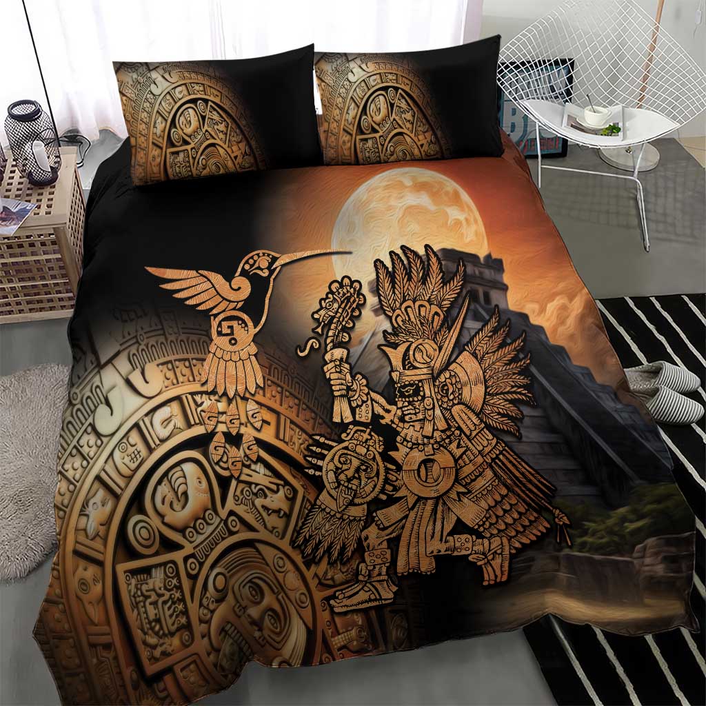 Mexico Warrior Bedding Set Huitzilopochtli With Aztec Hummingbird - Wonder Print Shop