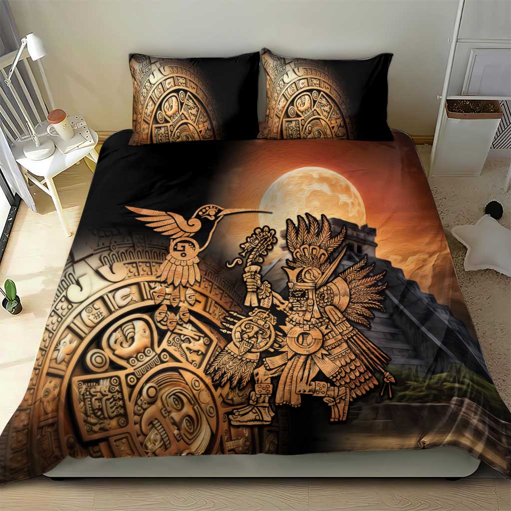 Mexico Warrior Bedding Set Huitzilopochtli With Aztec Hummingbird - Wonder Print Shop