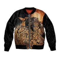 Mexico Warrior Bomber Jacket Huitzilopochtli With Aztec Hummingbird - Wonder Print Shop