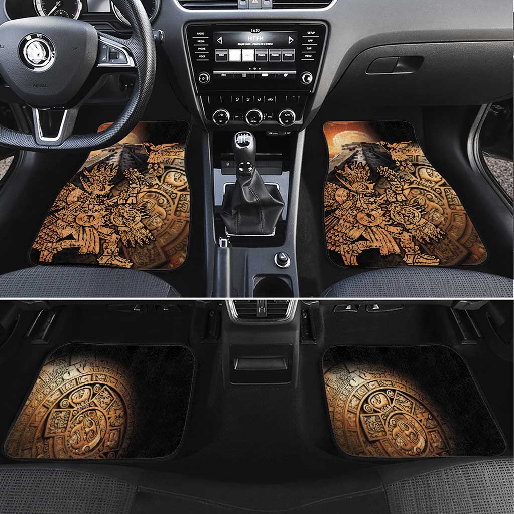 Mexico Warrior Car Mats Huitzilopochtli With Aztec Hummingbird - Wonder Print Shop