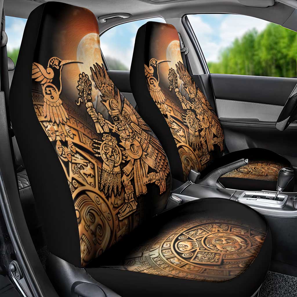 Mexico Warrior Car Seat Cover Huitzilopochtli With Aztec Hummingbird - Wonder Print Shop