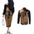 Mexico Warrior Couples Matching Off The Shoulder Long Sleeve Dress and Long Sleeve Button Shirt Huitzilopochtli With Aztec Hummingbird