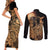 Mexico Warrior Couples Matching Short Sleeve Bodycon Dress and Long Sleeve Button Shirt Huitzilopochtli With Aztec Hummingbird - Wonder Print Shop