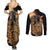 Mexico Warrior Couples Matching Summer Maxi Dress and Long Sleeve Button Shirt Huitzilopochtli With Aztec Hummingbird - Wonder Print Shop
