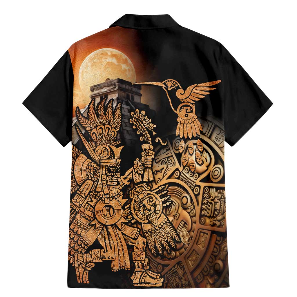Mexico Warrior Family Matching Mermaid Dress and Hawaiian Shirt Huitzilopochtli With Aztec Hummingbird - Wonder Print Shop