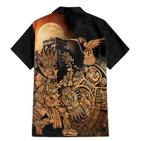 Mexico Warrior Family Matching Mermaid Dress and Hawaiian Shirt Huitzilopochtli With Aztec Hummingbird - Wonder Print Shop