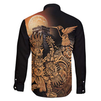 Mexico Warrior Family Matching Off Shoulder Maxi Dress and Hawaiian Shirt Huitzilopochtli With Aztec Hummingbird - Wonder Print Shop