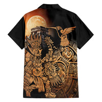 Mexico Warrior Family Matching Short Sleeve Bodycon Dress and Hawaiian Shirt Huitzilopochtli With Aztec Hummingbird - Wonder Print Shop