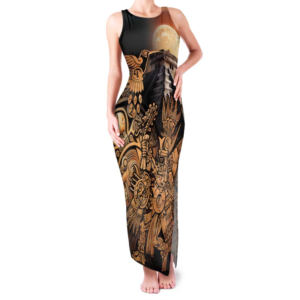 Mexico Warrior Family Matching Tank Maxi Dress and Hawaiian Shirt Huitzilopochtli With Aztec Hummingbird - Wonder Print Shop