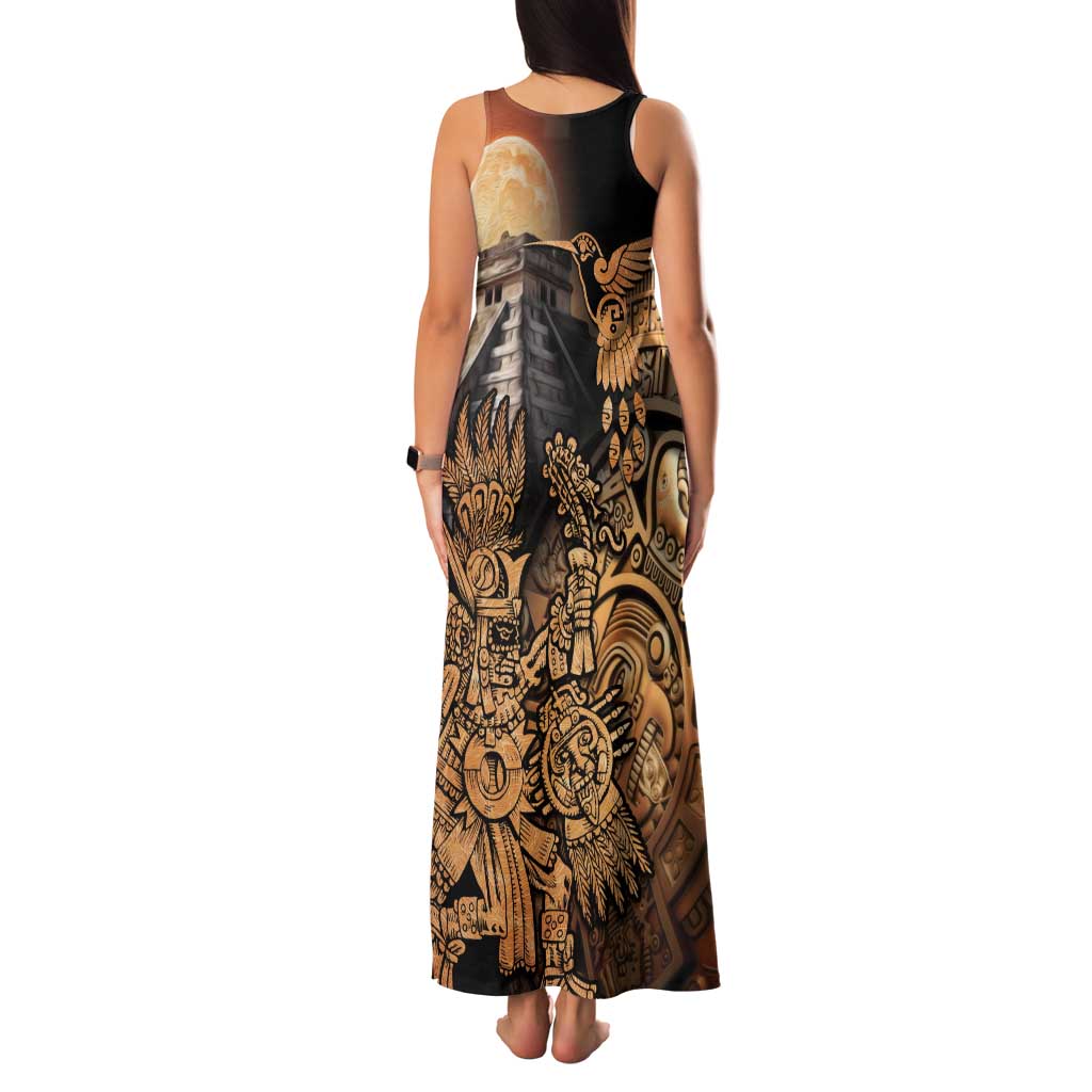 Mexico Warrior Family Matching Tank Maxi Dress and Hawaiian Shirt Huitzilopochtli With Aztec Hummingbird - Wonder Print Shop