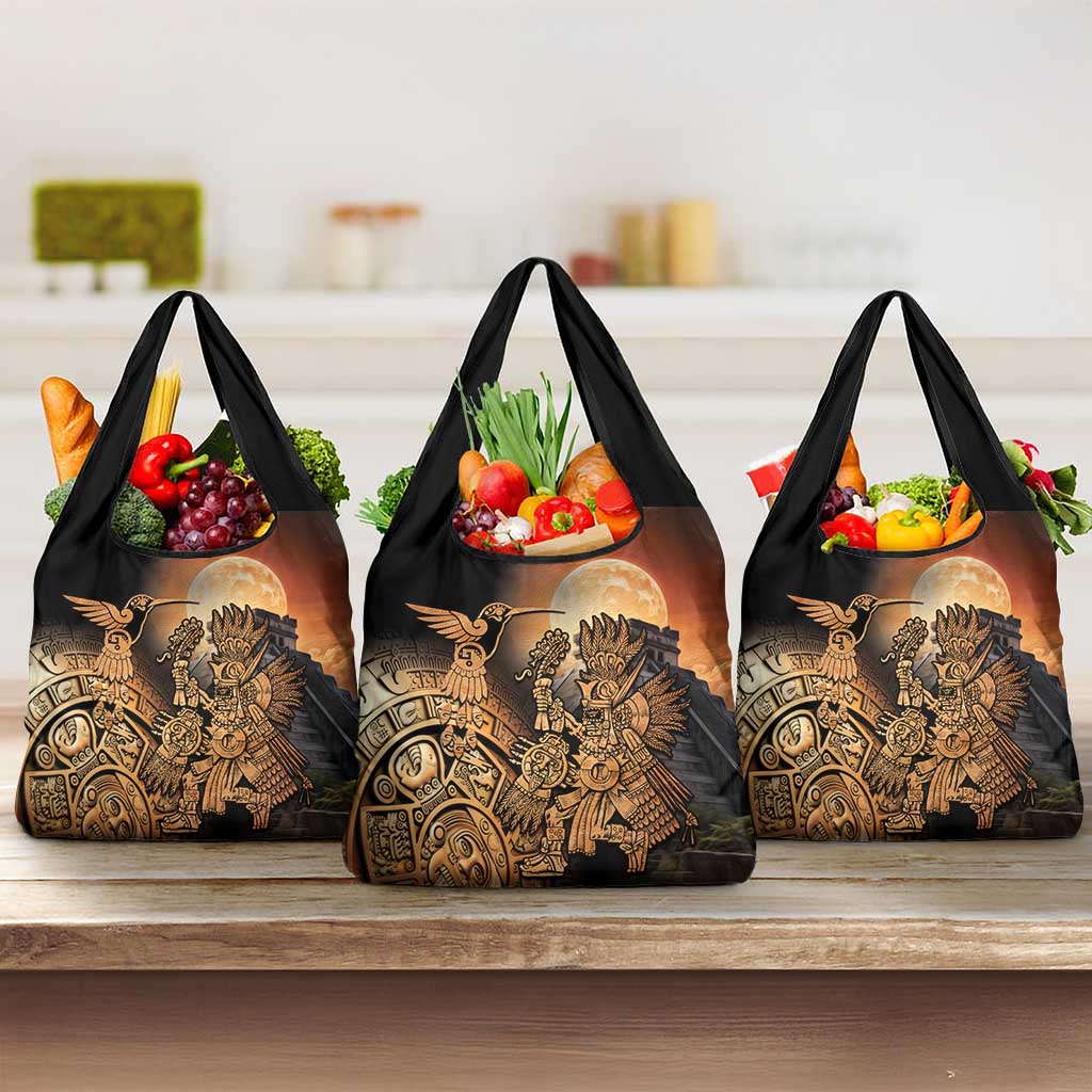 Mexico Warrior Grocery Bag Huitzilopochtli With Aztec Hummingbird