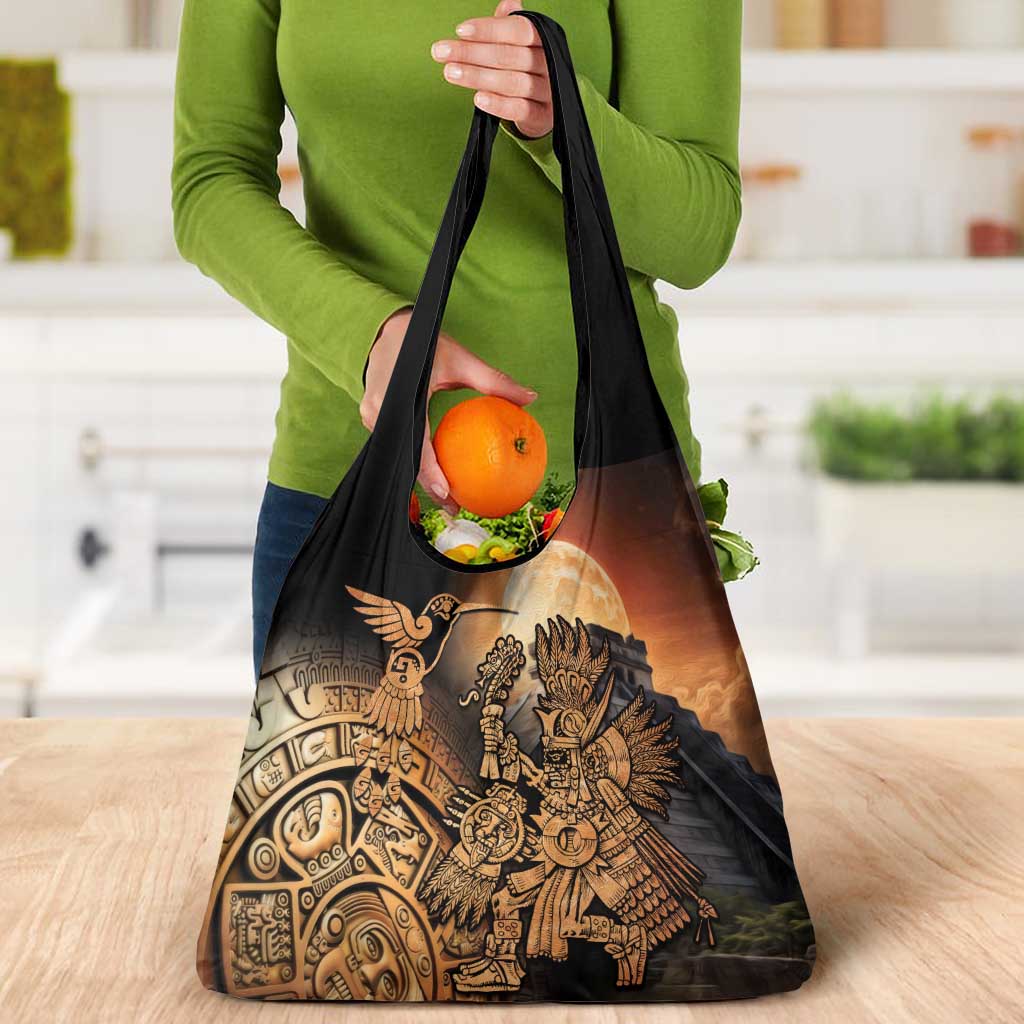 Mexico Warrior Grocery Bag Huitzilopochtli With Aztec Hummingbird