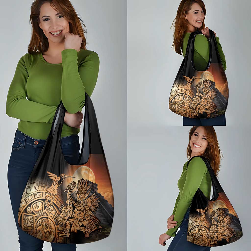 Mexico Warrior Grocery Bag Huitzilopochtli With Aztec Hummingbird