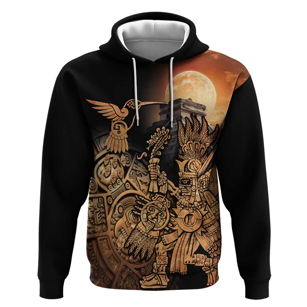 Mexico Warrior Hoodie Huitzilopochtli With Aztec Hummingbird - Wonder Print Shop