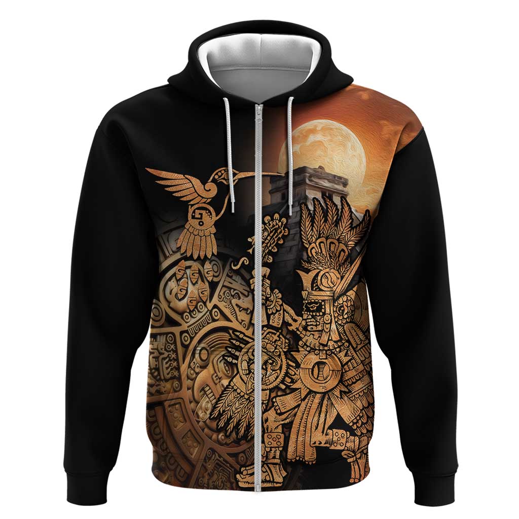 Mexico Warrior Hoodie Huitzilopochtli With Aztec Hummingbird - Wonder Print Shop