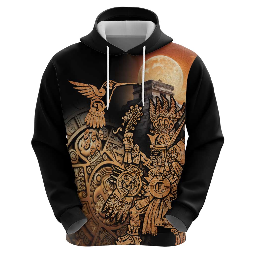 Mexico Warrior Hoodie Huitzilopochtli With Aztec Hummingbird - Wonder Print Shop