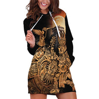 Mexico Warrior Hoodie Dress Huitzilopochtli With Aztec Hummingbird - Wonder Print Shop