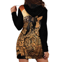 Mexico Warrior Hoodie Dress Huitzilopochtli With Aztec Hummingbird - Wonder Print Shop