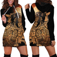 Mexico Warrior Hoodie Dress Huitzilopochtli With Aztec Hummingbird - Wonder Print Shop