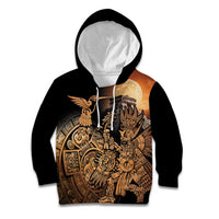 Mexico Warrior Kid Hoodie Huitzilopochtli With Aztec Hummingbird - Wonder Print Shop