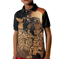 Mexico Warrior Kid Polo Shirt Huitzilopochtli With Aztec Hummingbird - Wonder Print Shop
