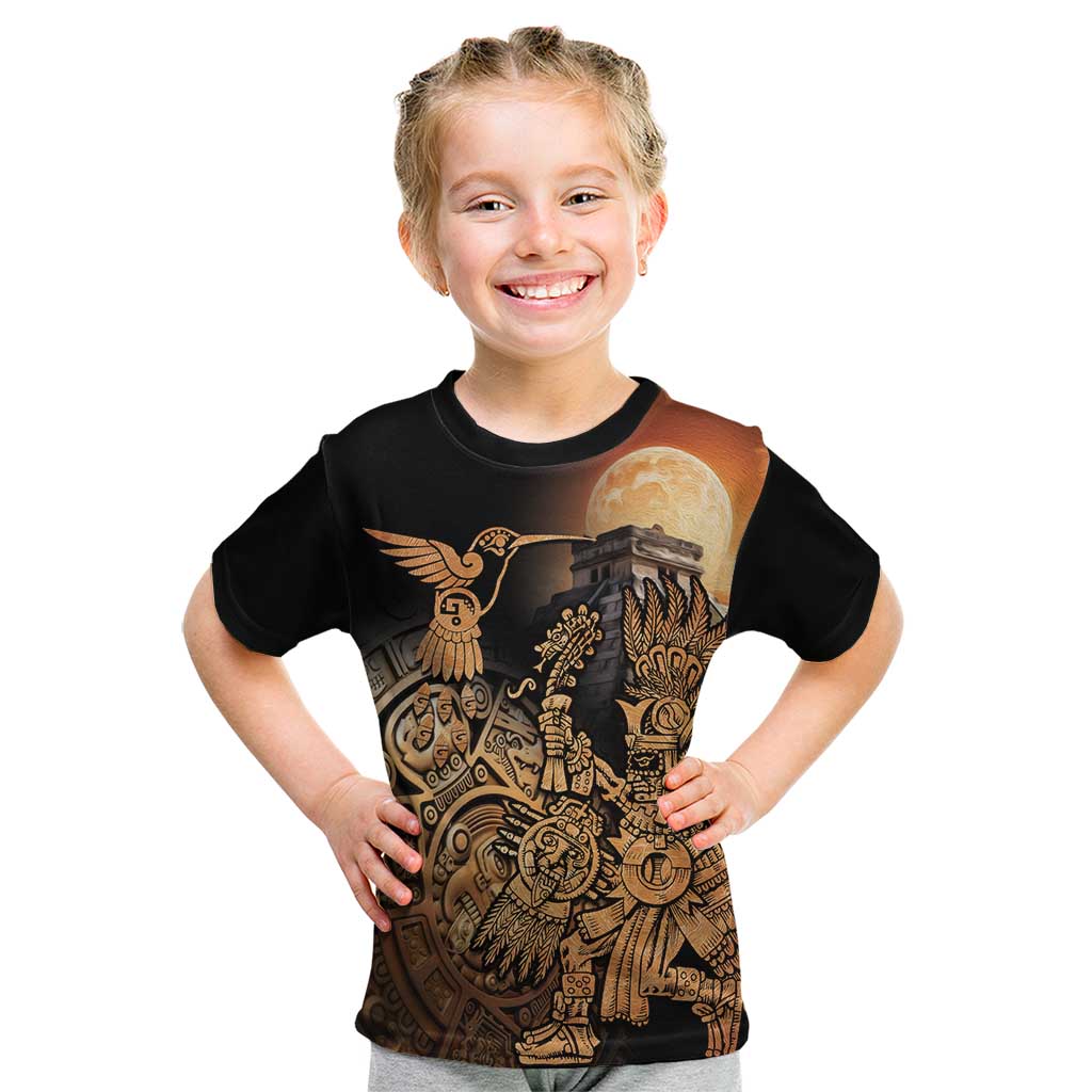 Mexico Warrior Kid T Shirt Huitzilopochtli With Aztec Hummingbird - Wonder Print Shop