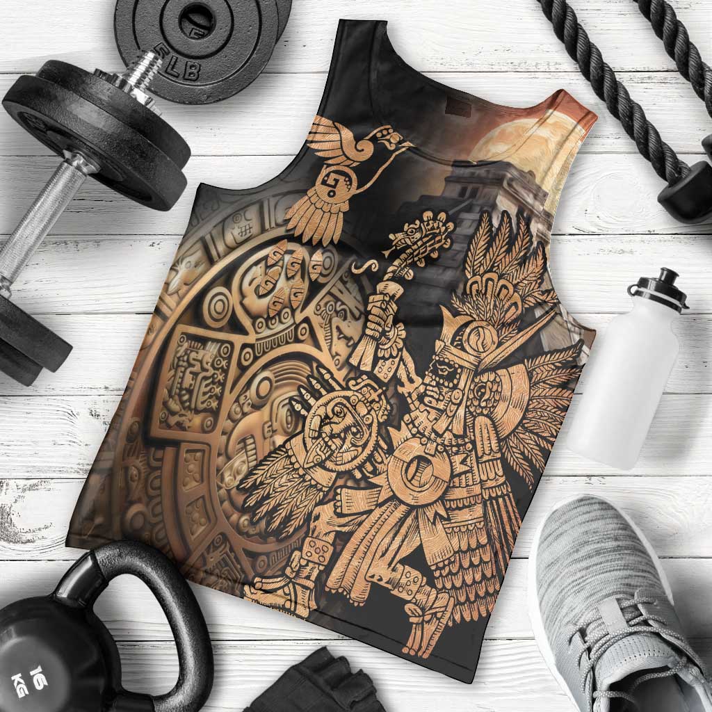 Mexico Warrior Men Tank Top Huitzilopochtli With Aztec Hummingbird - Wonder Print Shop